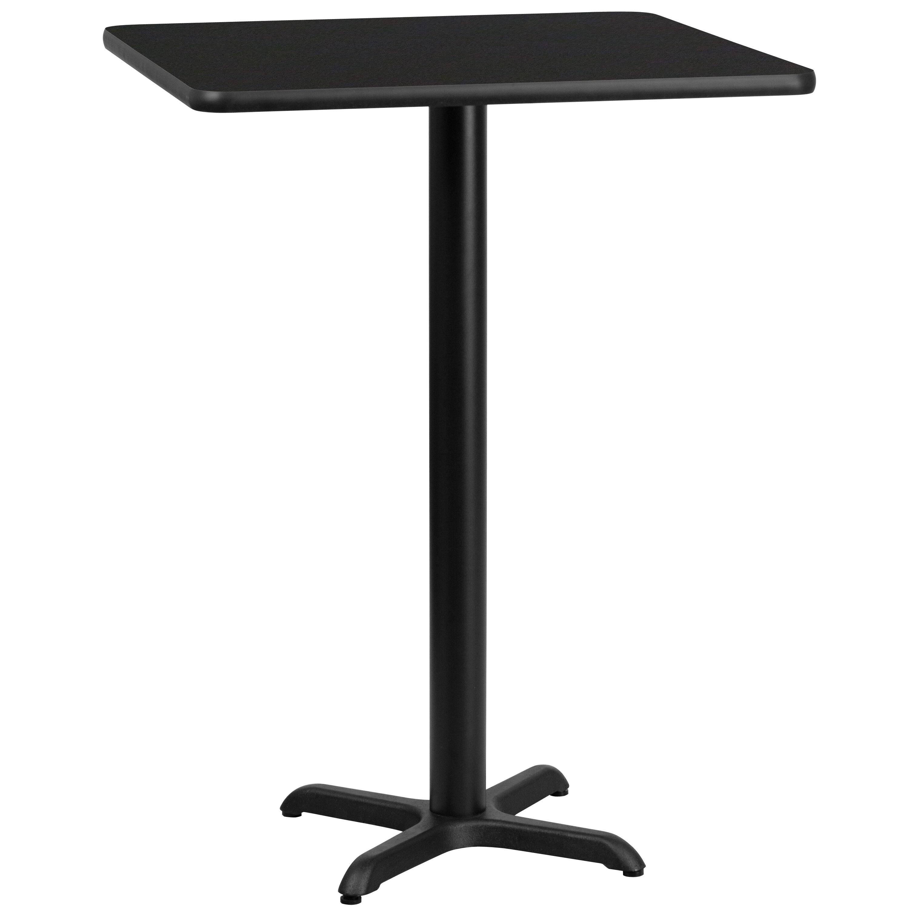 Alt View 3. Emma + Oliver - 24" Square Laminate Table Top with 22"x22" Bar Height Table Base - Black.