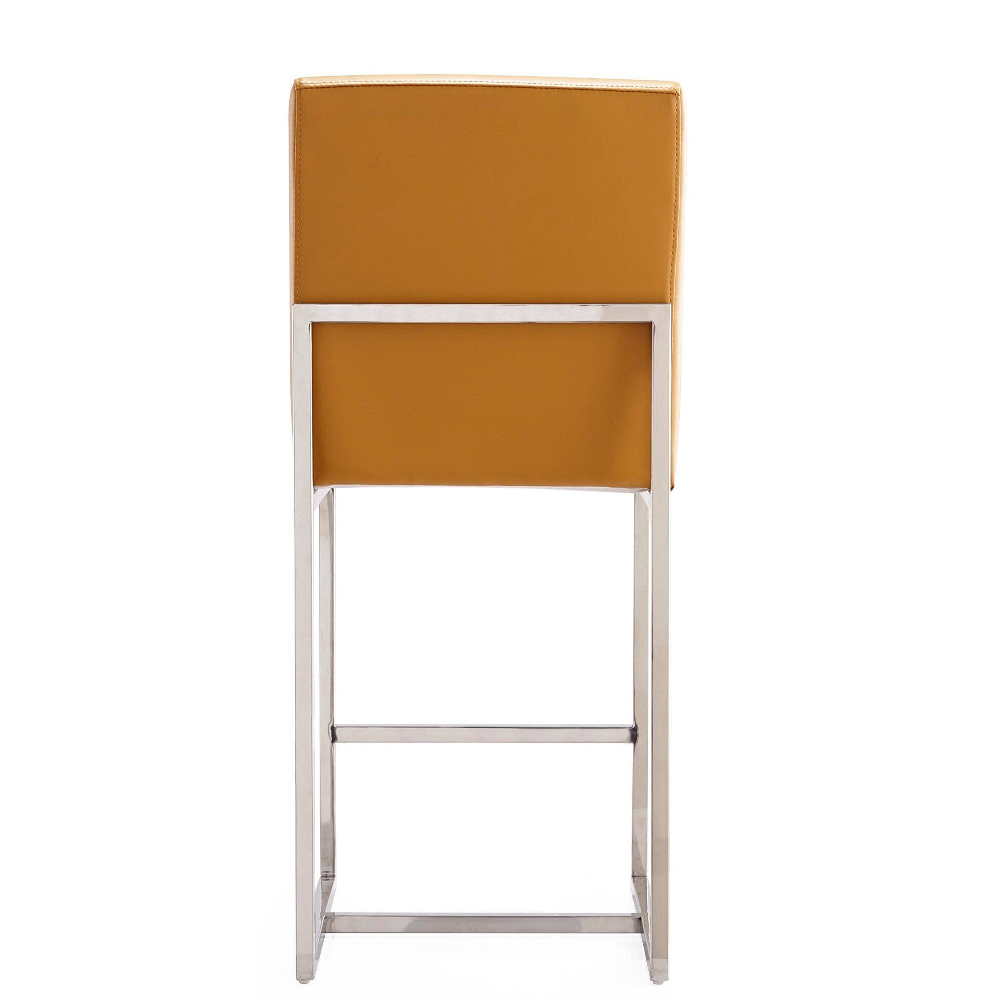 Alt View 2. Manhattan Comfort - Element Modern Metal Upholstered Counter Stool - Camel.
