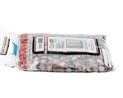 Sure, here is the corrected and grouped text:

**Front Label:**
- Coin Lok
- 500 Count
- 100% Recyclable
- Made in USA

**Barcode Label:**
- 750321000807
- 5256133

**Additional Text:**
- 500 Count
- 100% Recyclable
- Made in USA