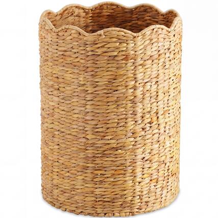 Front. Best Choice Products - Best Choice Products Scalloped Large Round Laundry Hamper, Handwoven Laundry Basket & Organizer - Natural - Natural.