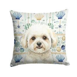 Kitcheniva - 18" x 18" Coastal Sea Design Throw Pillow Home Decor Bichon Frise White And Cream - Multicolor