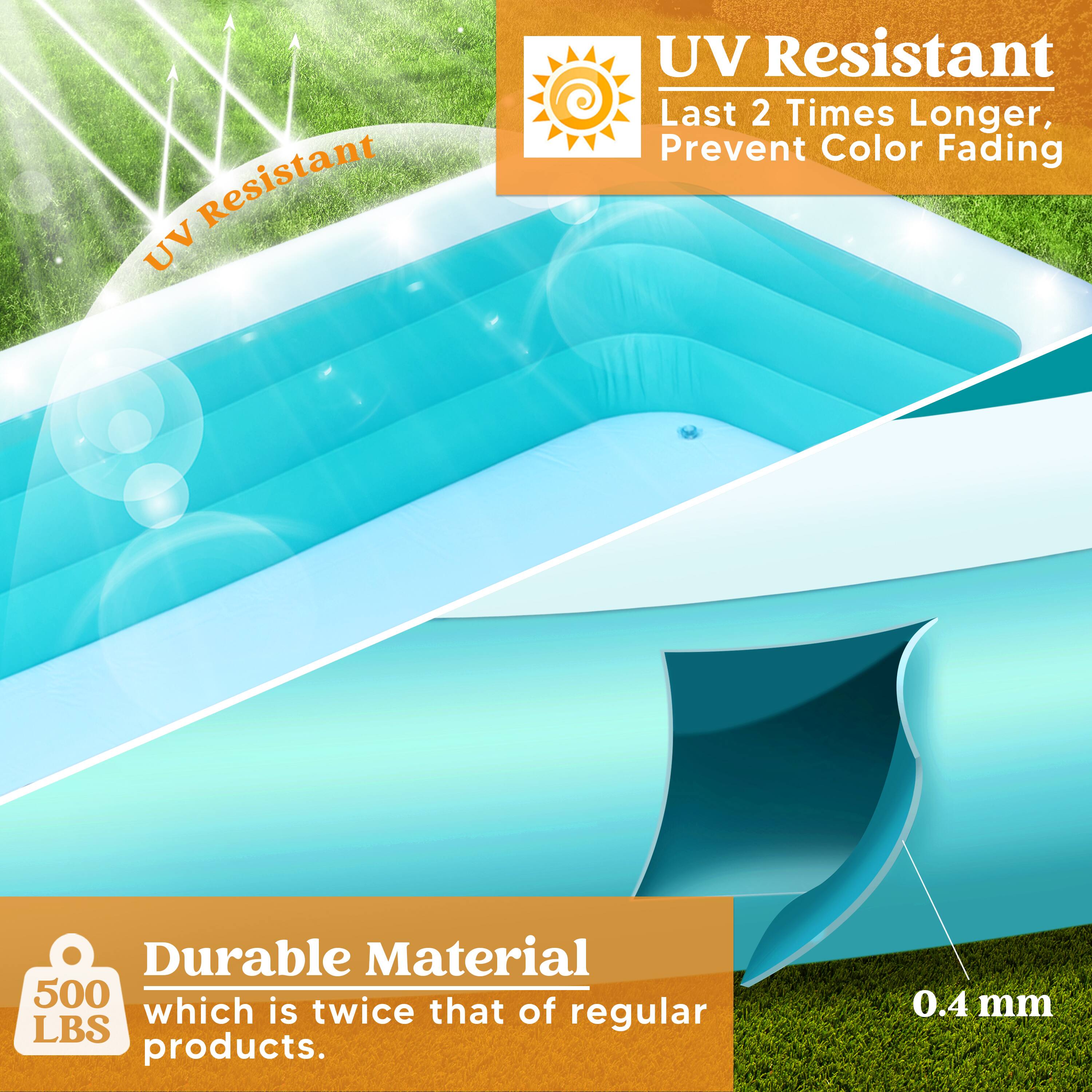 UV Resistant  
Last 2 Times Longer, Prevent Color Fading  

Durable Material  
500 LBS which is twice that of regular products.  

0.4 mm
