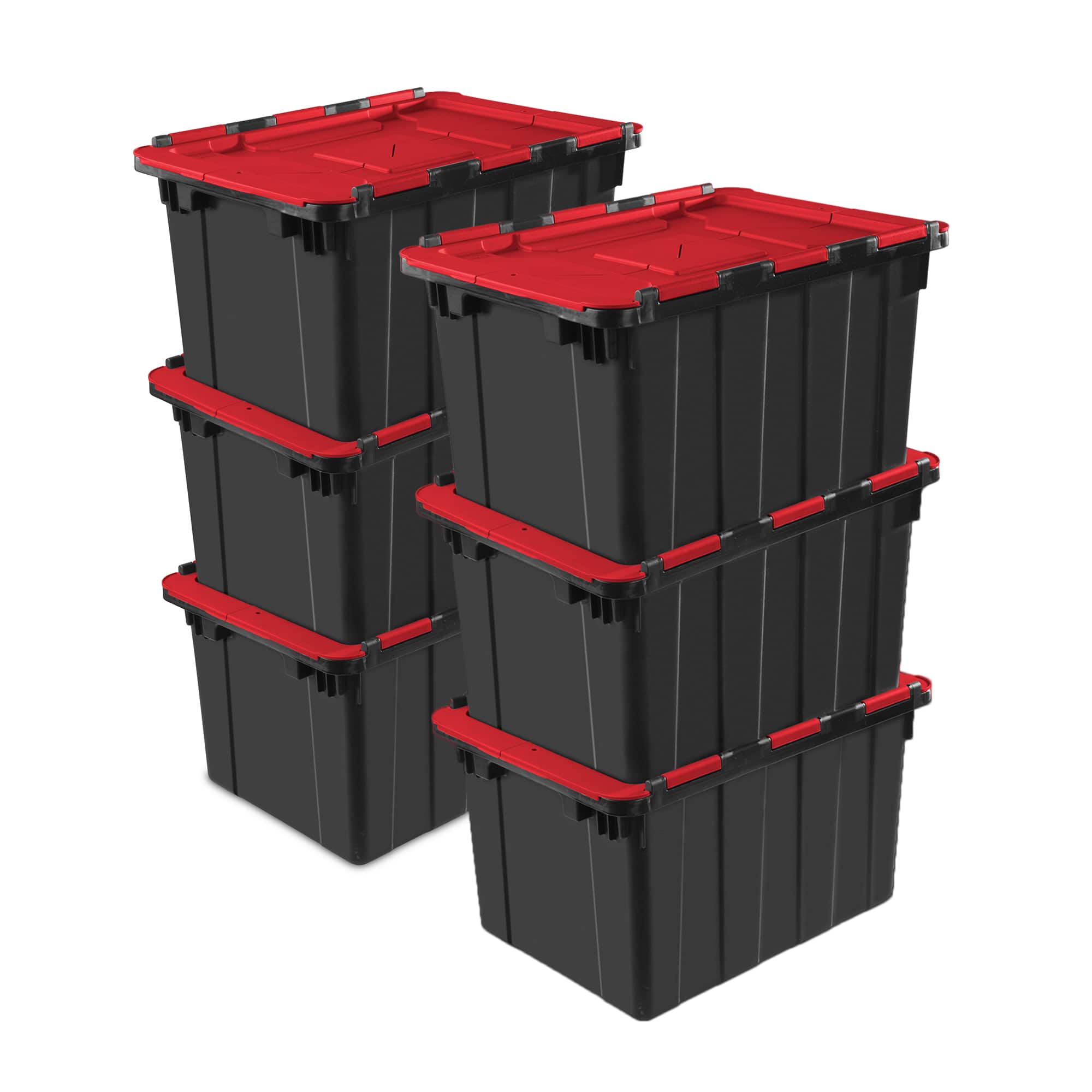 Sterilite 12 Gallon Hinged Lid Industrial Tote, Stackable Storage