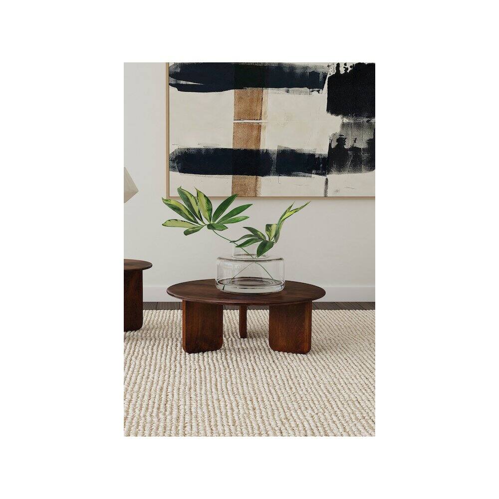 Alt View 4. Coaster Co. of America - Dale Round Solid Mango Wood Coffee Table Brown - Brown.