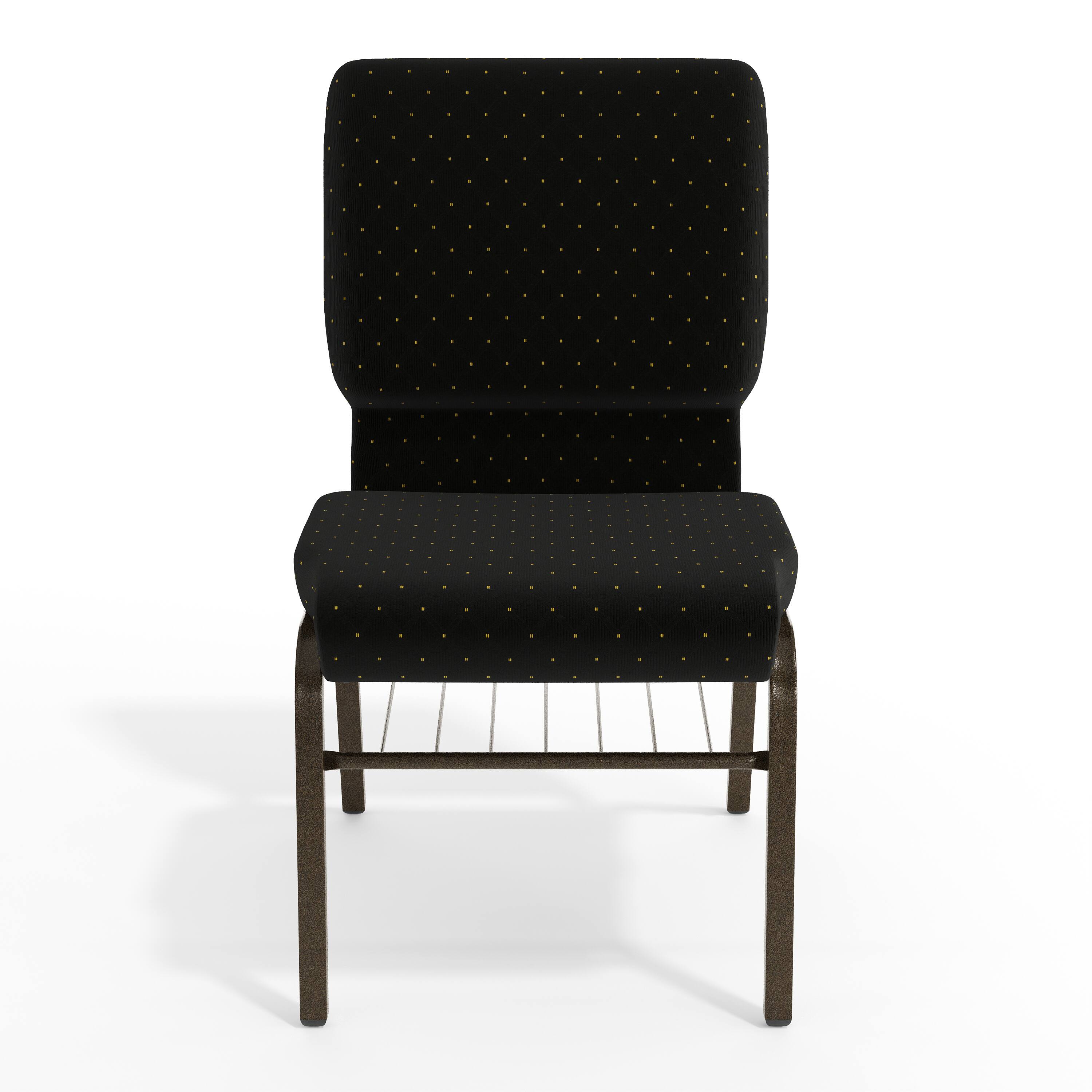 Alt View 9. Emma + Oliver - 18.5"W Church/Reception Guest Chair with Book Rack - Black Dot Patterned Fabric/Gold Vein Frame.