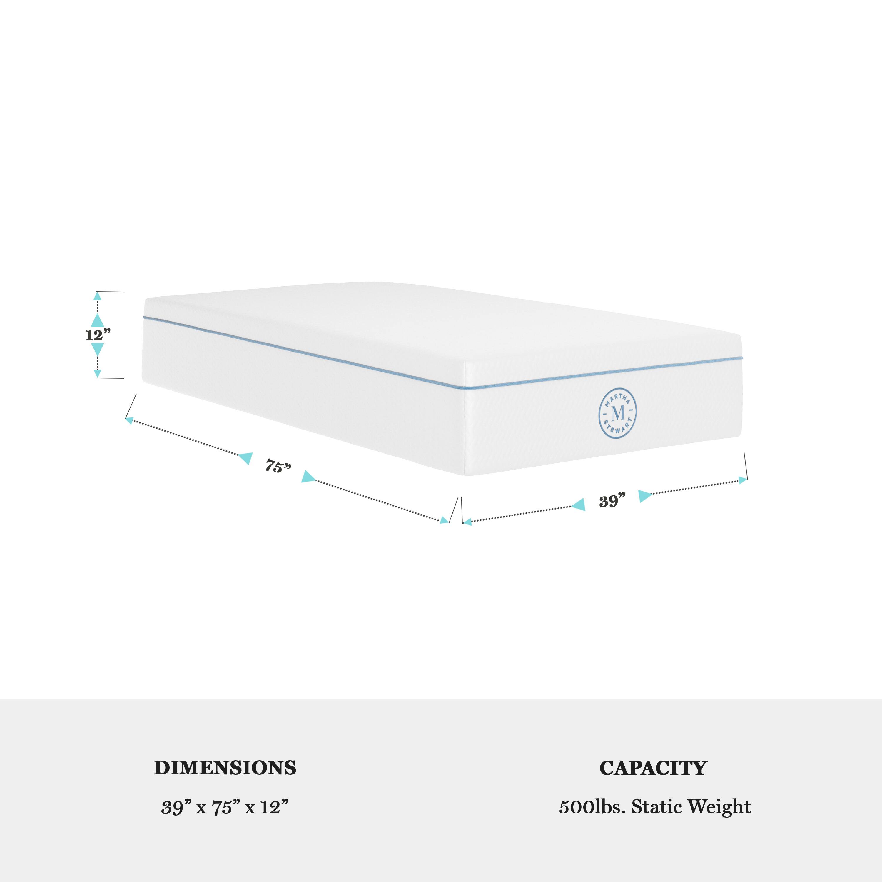 The text on the image reads:

Dimensions: 39" x 75" x 12"
Capacity: 500lbs. Static Weight