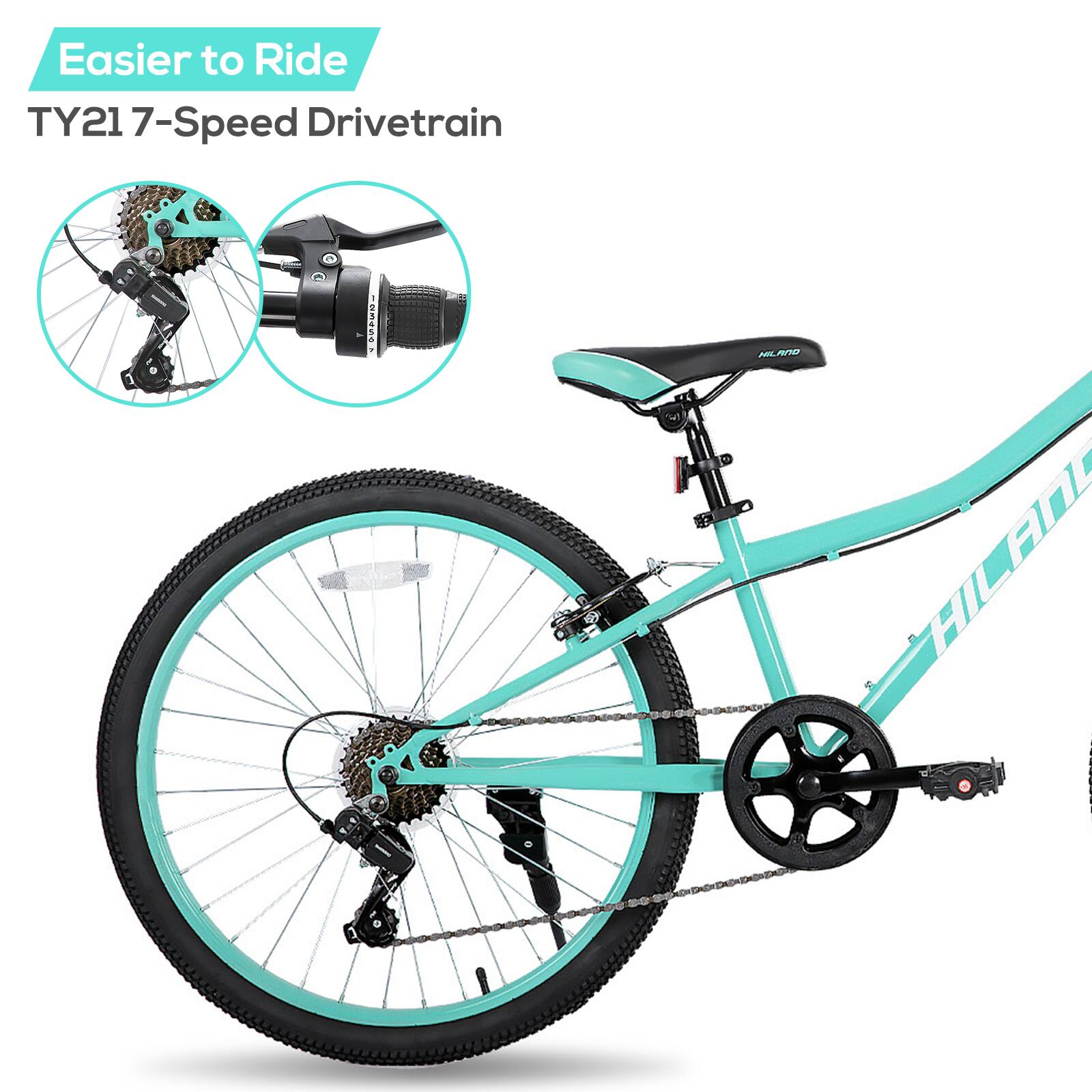 HILAND 24インチ スポーツバイク HILAND 24 Inch Mountain Bike for Boy Girl with Suspension Fork, 7