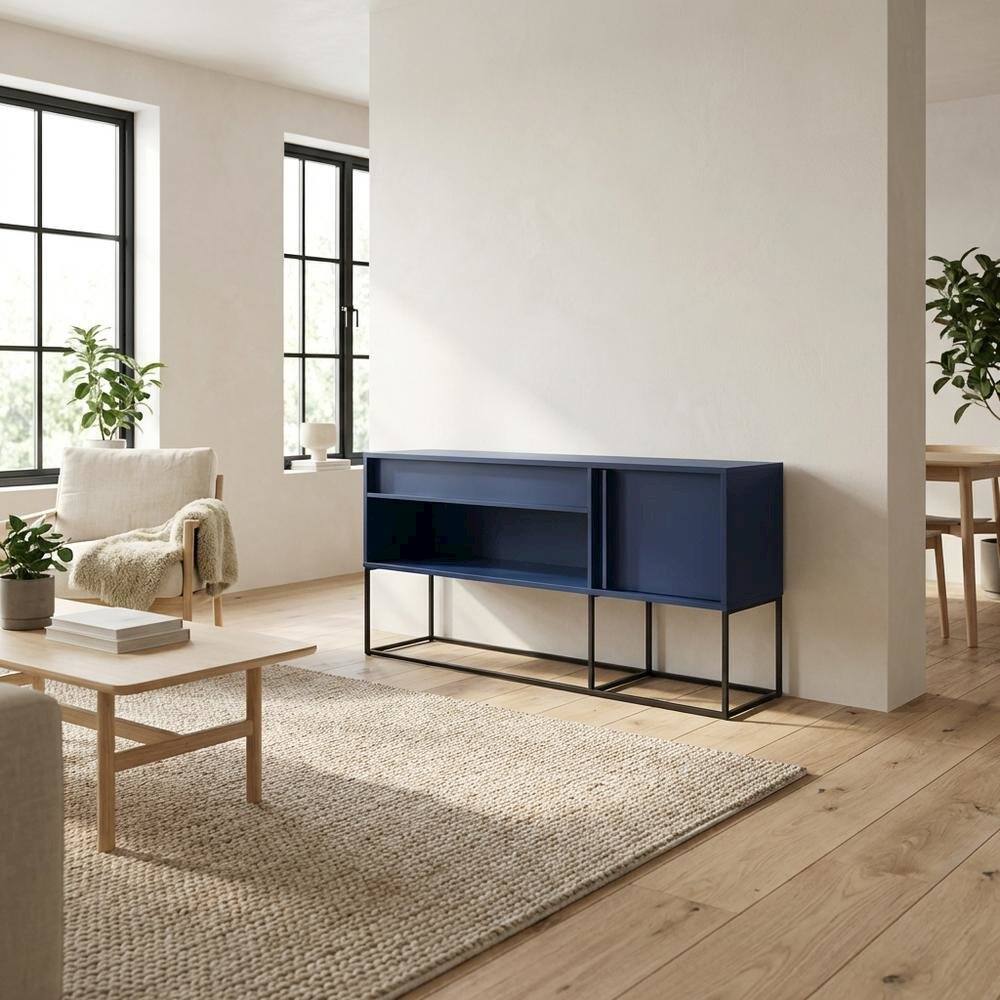 Alt View 2. Starlight Canyon Home - Blue TV Stand for 65-Inch TVs with LED Lighting and Engineered Wood Material - Gray.