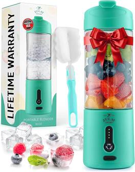 Zulay Kitchen - 18oz Personal Blenders that Crush Ice - USB-C Rechargeable, Cordless Travel Blender - Ocean Aqua