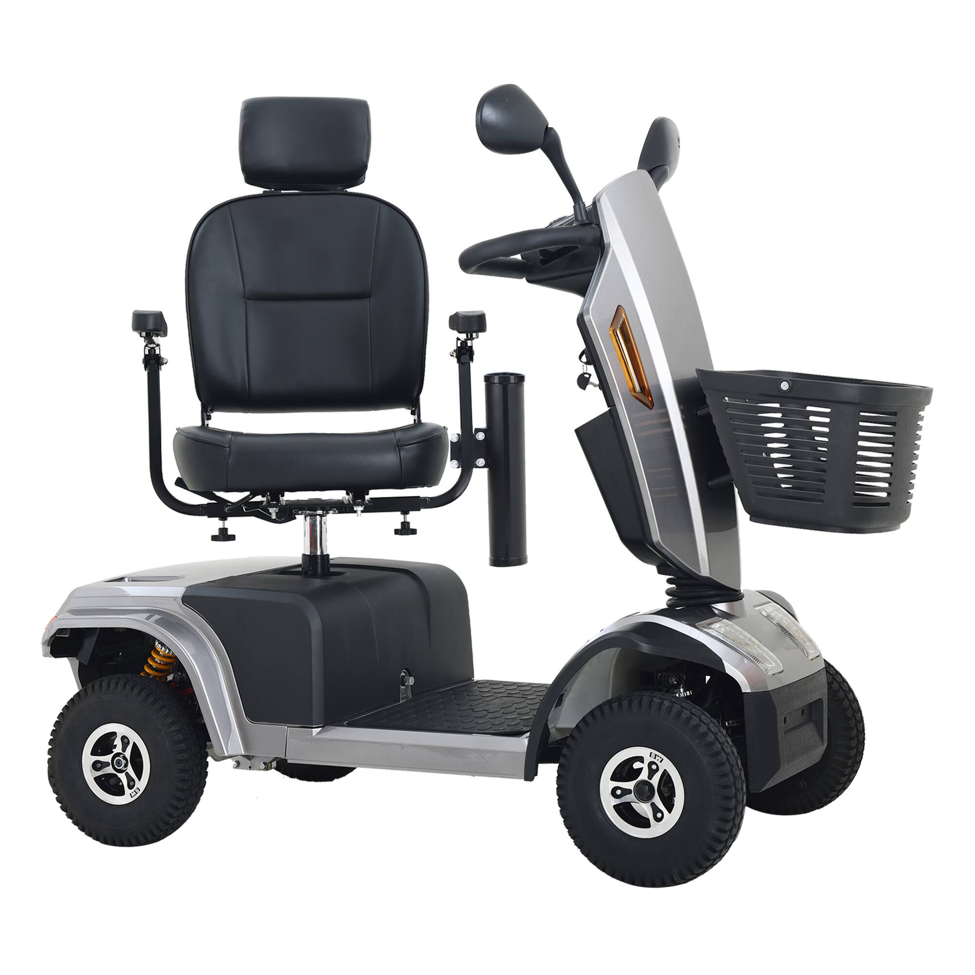 Left. Loheer - Loheer Heavy Duty Mobility Scooter Grey Four Wheel Bariatric Electric Scooter for Adults - Grey.