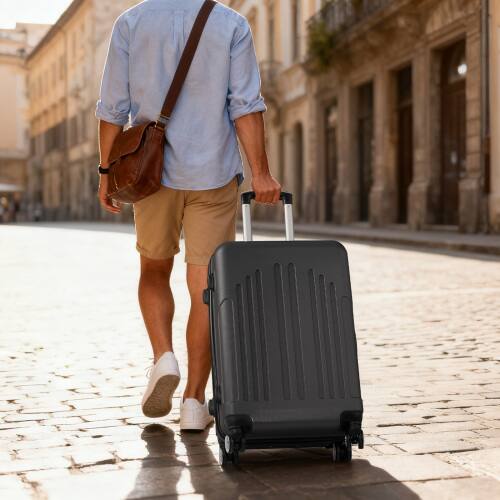 Alt View 4. Winado - 28" Checked Luggage Trolley Case ABS Hardside Large Suitcase with Double Spinner Wheels & TSA Lock for Travel Business - Dark Gray.