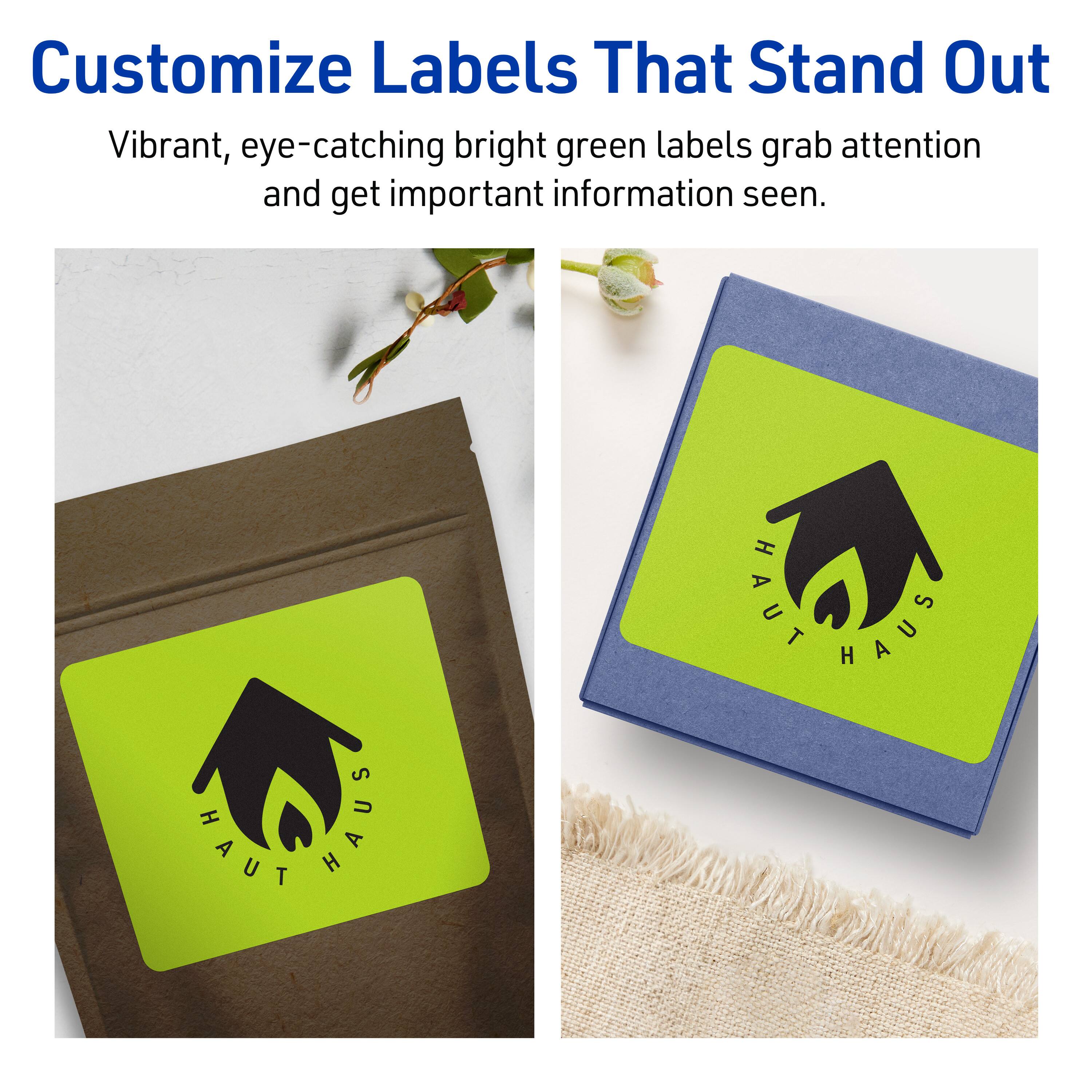 Customize Labels That Stand Out

Vibrant, eye-catching bright green labels grab attention and get important information seen.

HAUT HAUS