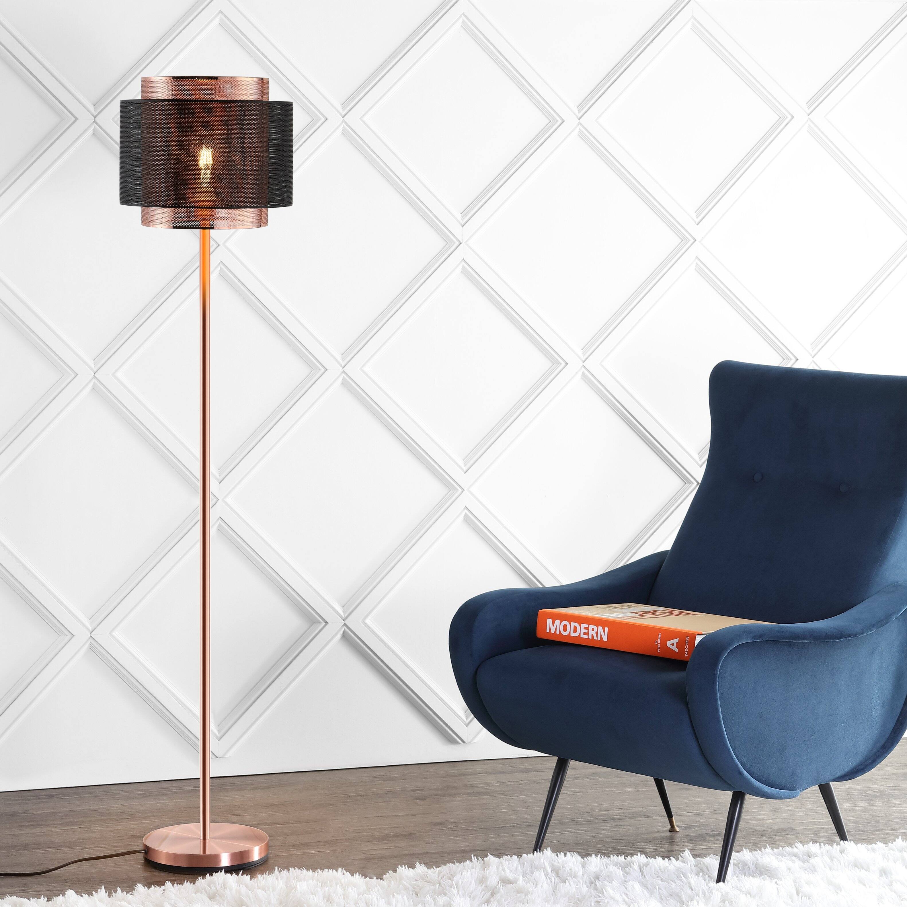 Alt View 1. Jonathan Y - Tribeca 60.5" Metal LED Floor Lamp, Copper/Black - Copper.
