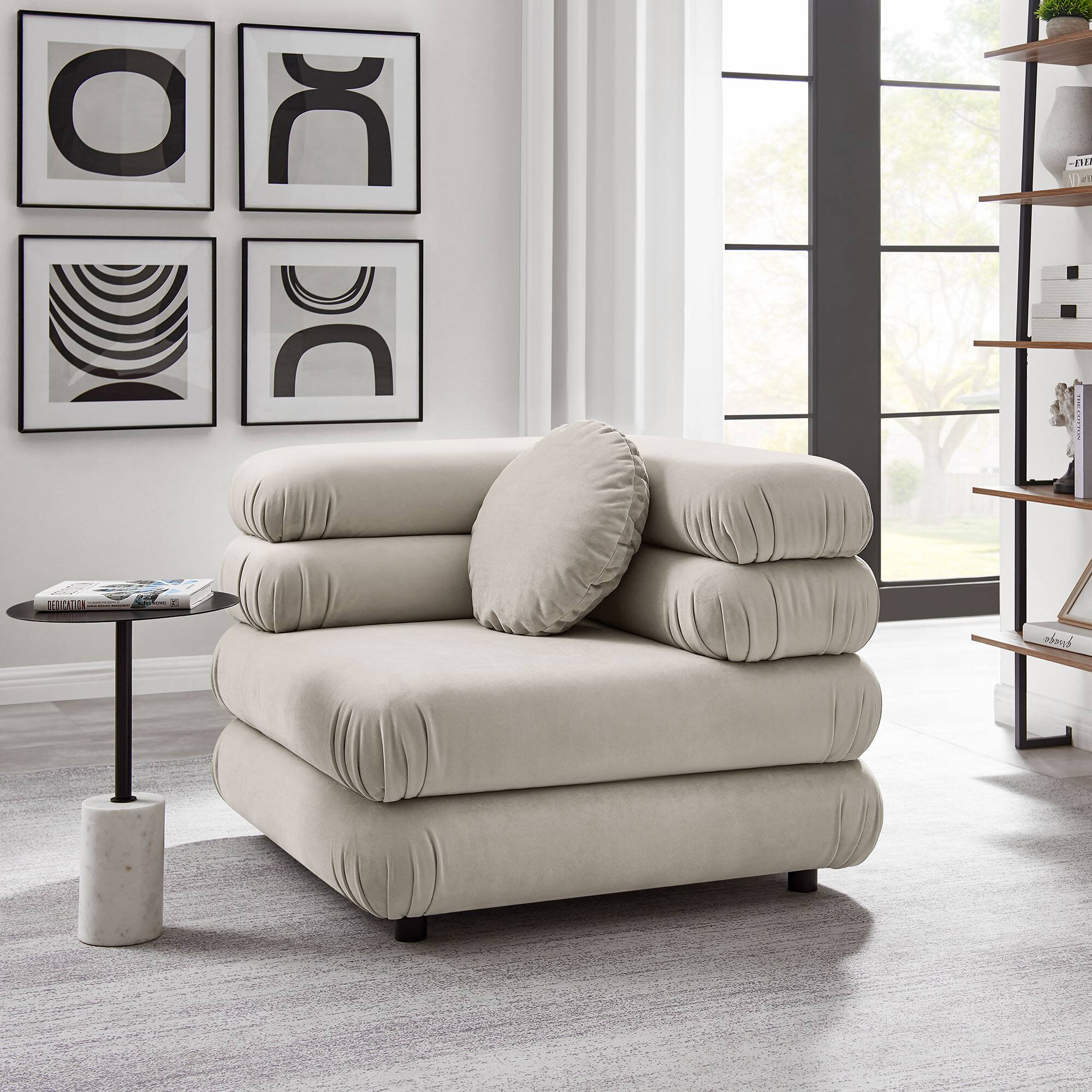 Alt View 3. Modway - Jubilee Modular Performance Velvet Corner Chair by Modway - Almond.
