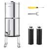 Front. VEVOR - Gravity-fed Water Filter System, 2.25G 304 Stainless-Steel Countertop System, Water Filtration System - Silver.