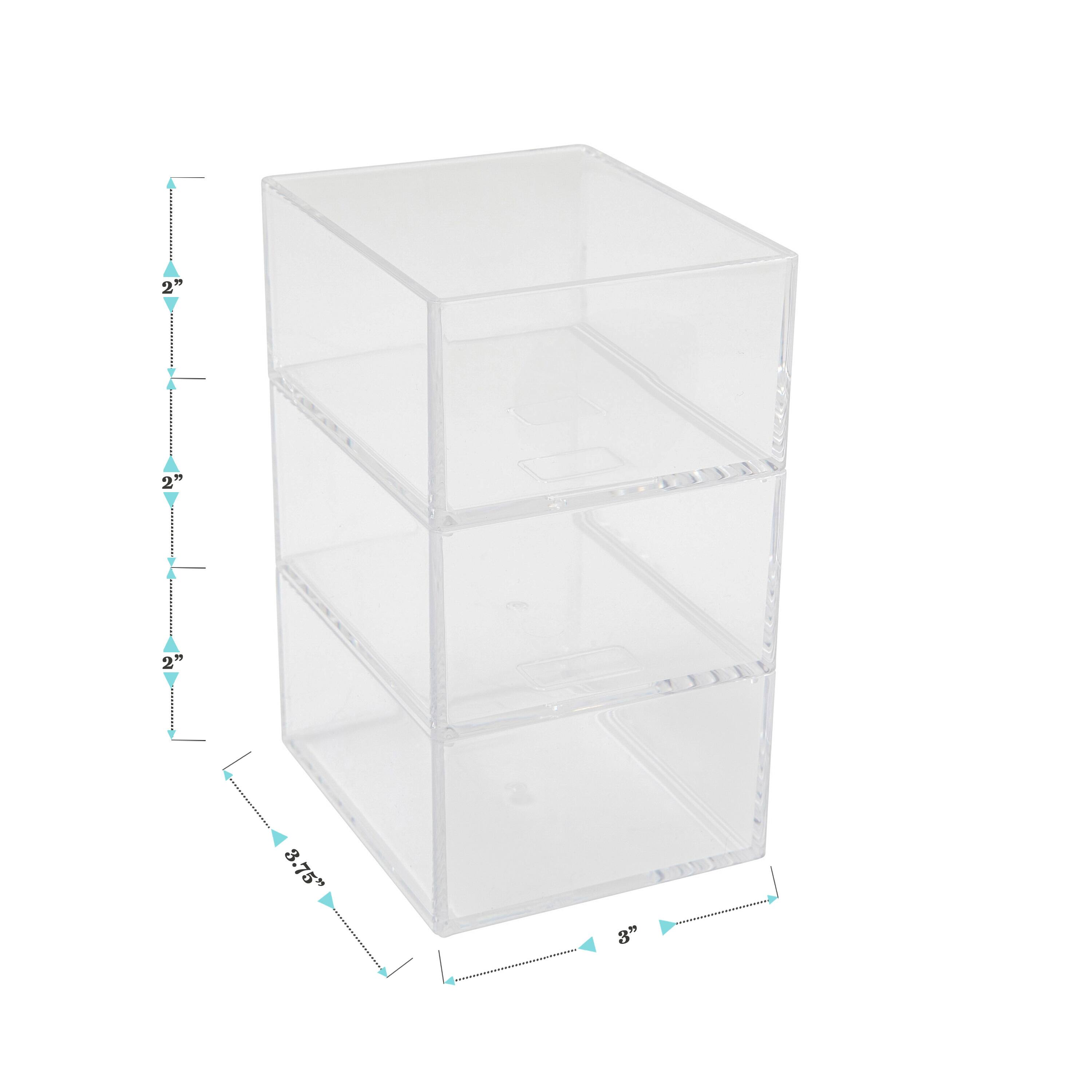 Alt View 18. Martha Stewart - Brody Set of 3 Clear Plastic Stackable Desktop Storage Organizer Trays - 3" x 3.75" - Clear.