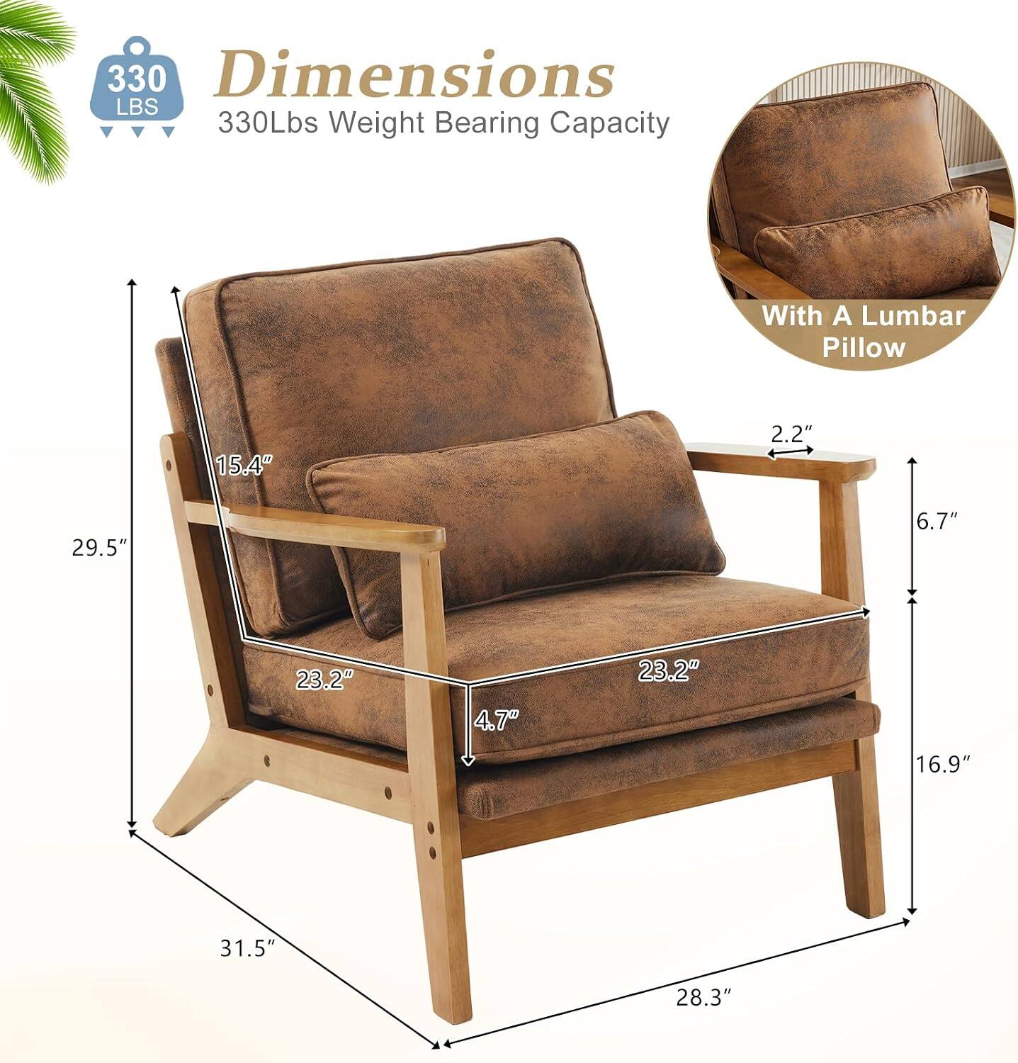 330 LBS  
330Lbs Weight Bearing Capacity  
With A Lumbar Pillow  
15.4"  
2.2"  
29.5"  
6.7"  
23.2"  
4.7"  
23.2"  
16.9"  
31.5"  
28.3"
