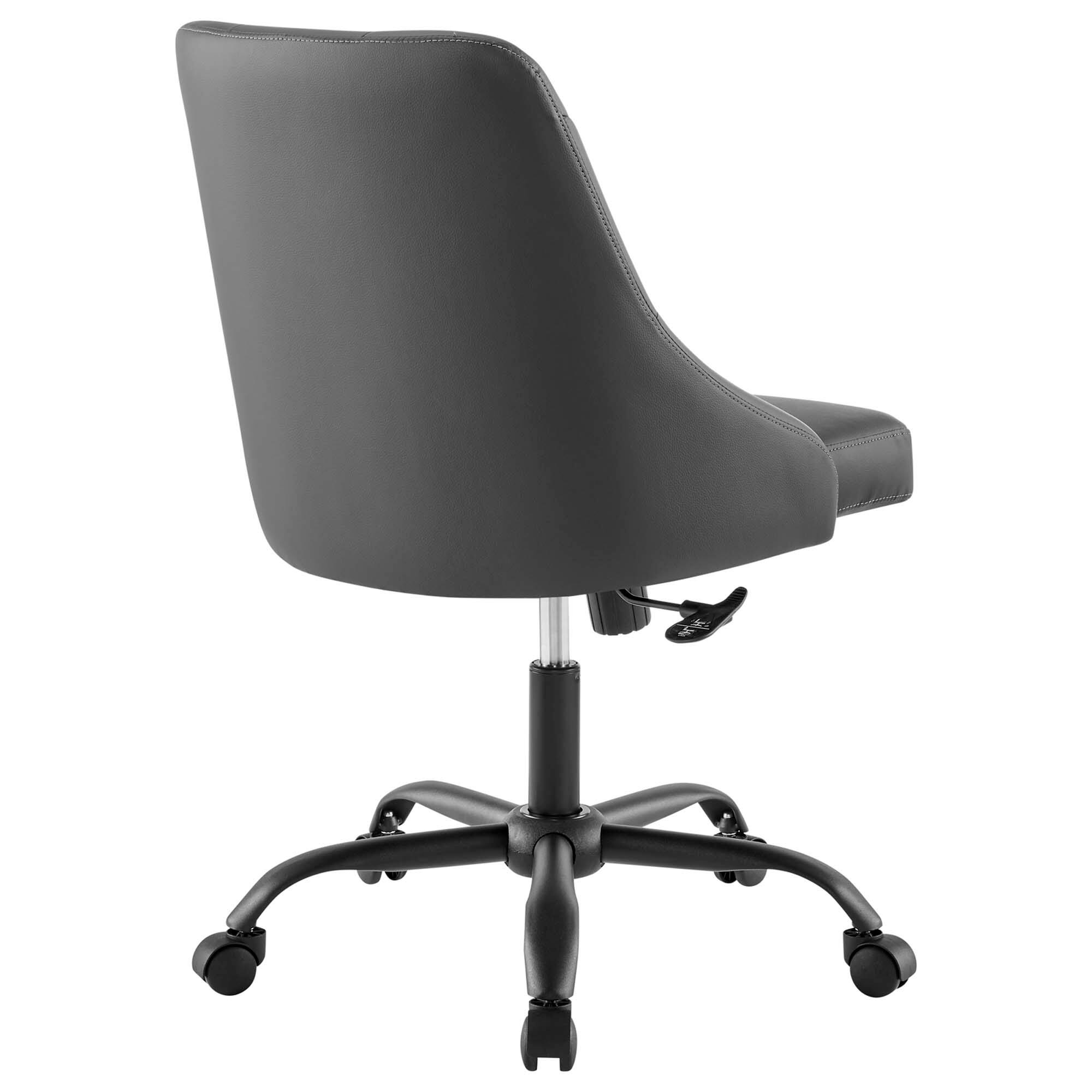 Alt View 2. Modway - Distinct Tufted Swivel Vegan Leather Office Chair by Modway - Black Gray.