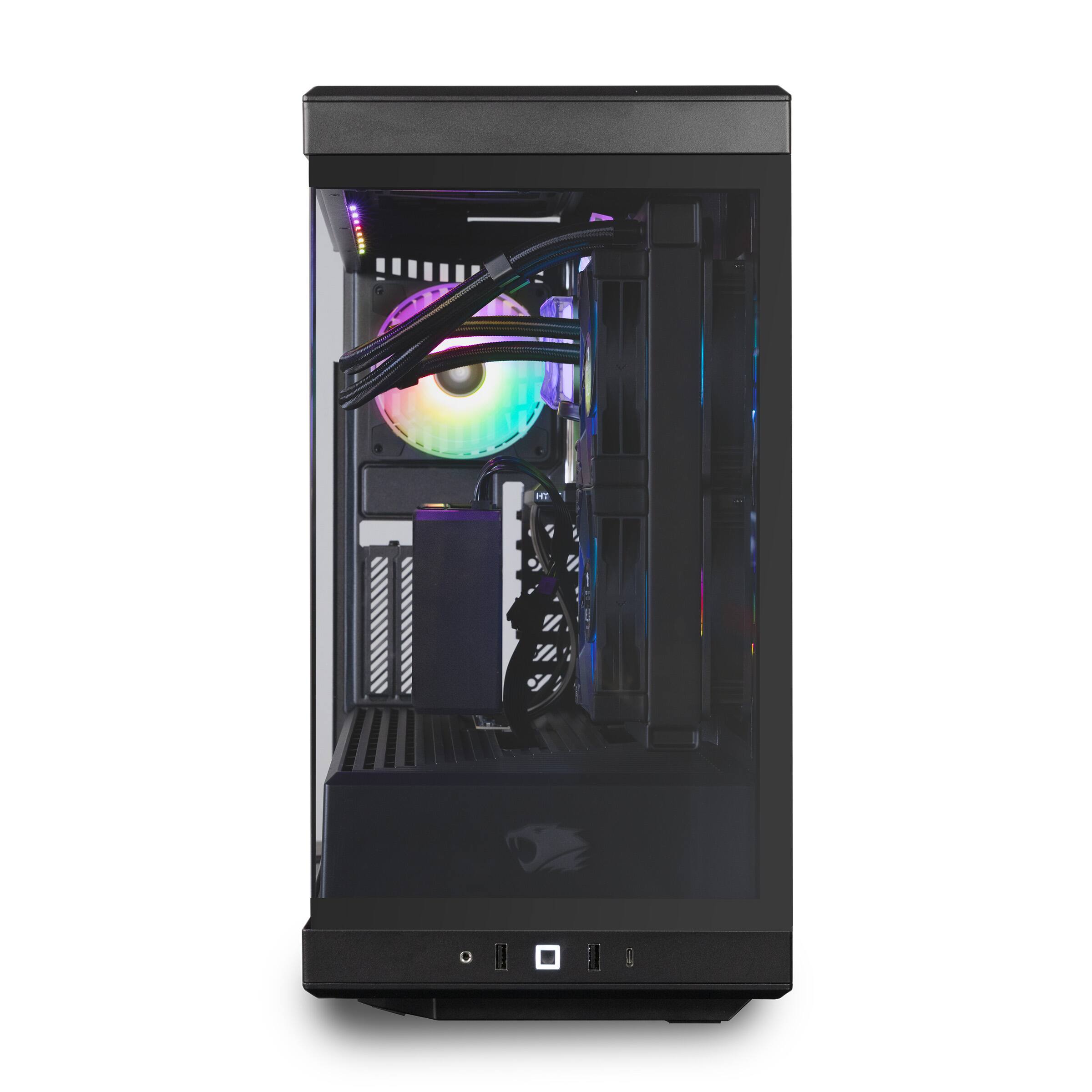 Alt View 7. iBUYPOWER - iBUYPOWER-Y40 PRO Black Gaming Desktop PC - AMD Ryzen 7 7800X3D, NVIDIA GeForce RTX 5070Ti 16GB, 32GB DDR5 RGB,2TB NVMe - Black.