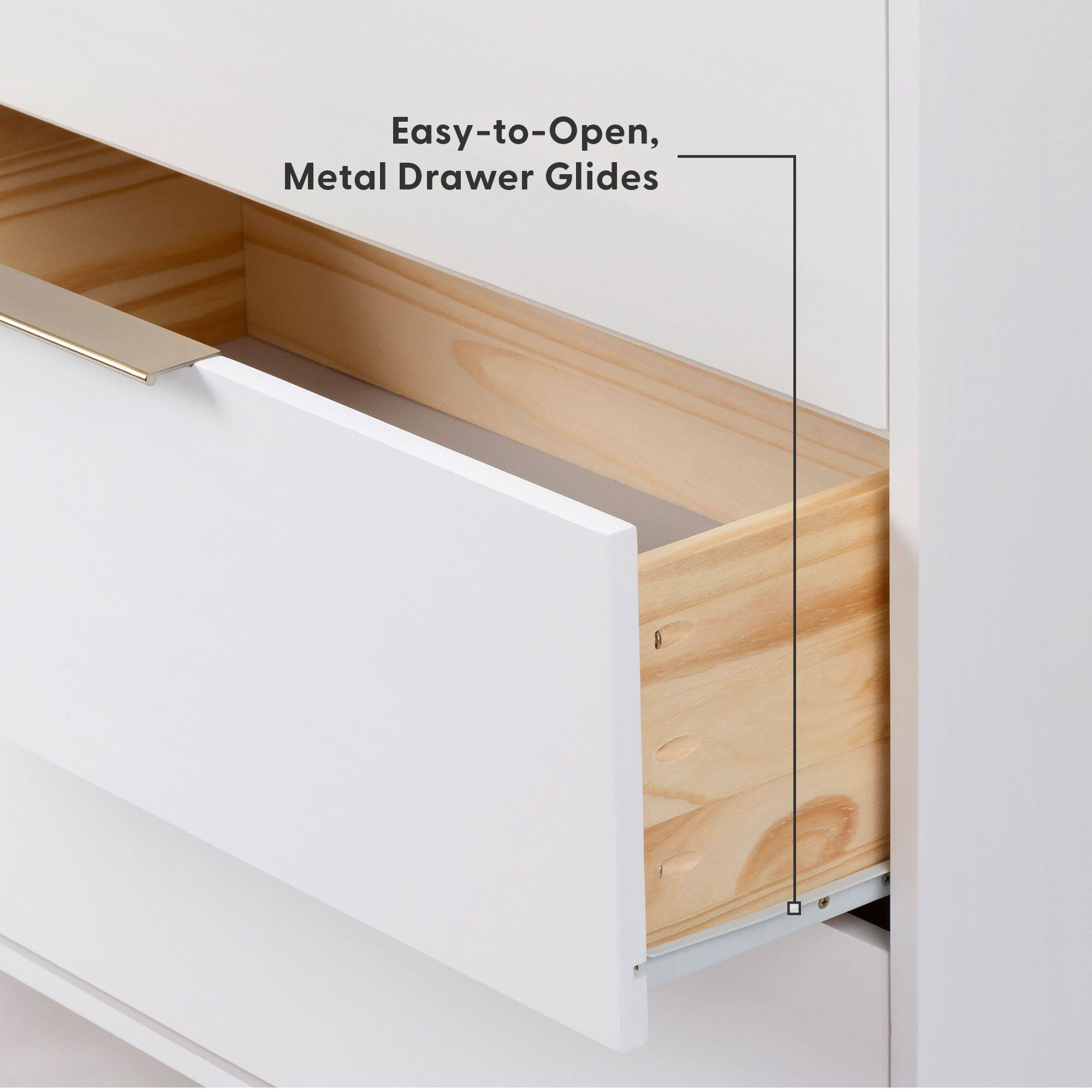 Easy-to-Open, Metal Drawer Glides