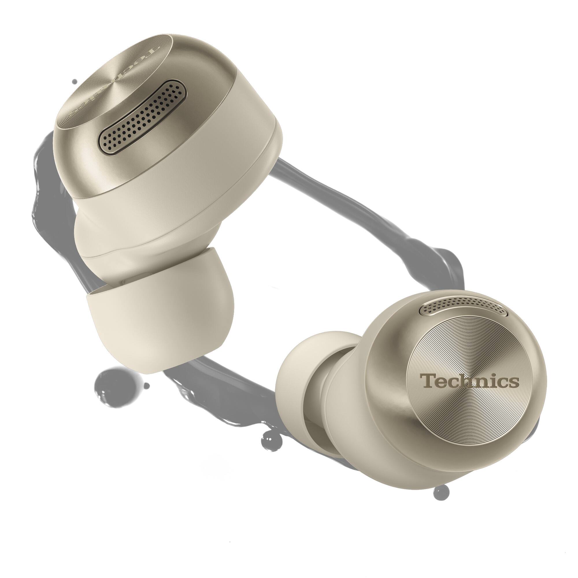 Alt View 2. Technics - Reference Class AZ100 True Wireless Noise Cancelling Bluetooth In-Ear Headphones - Champagne Gold.
