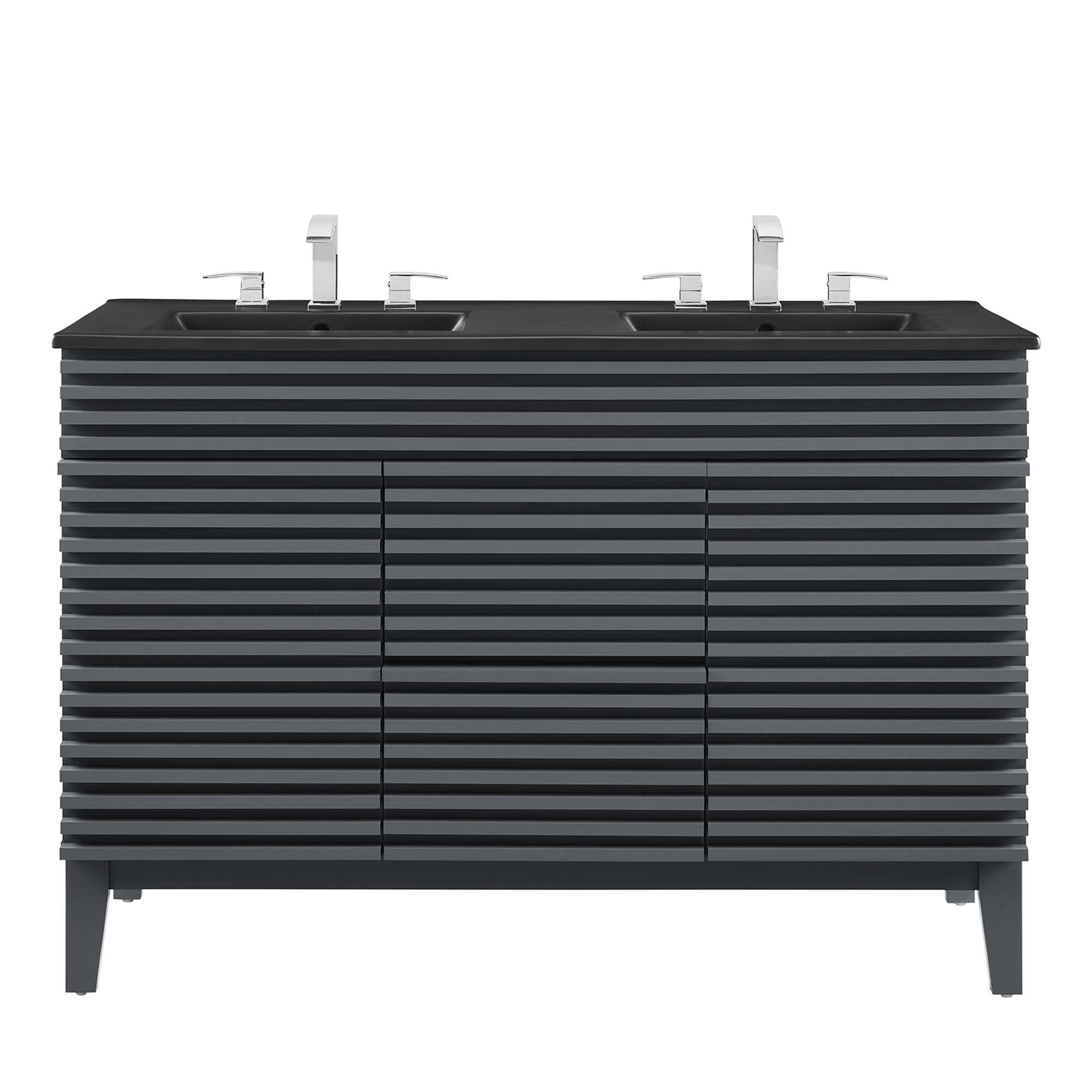 Alt View 2. Modway - Render 48" Bathroom  Vanity with Black Basin Included - Gray Black.