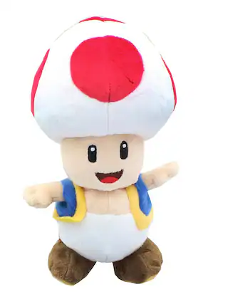 Front. Little Buddy - Super Mario All Star Collection 8 Inch Plush | Toad - Red.