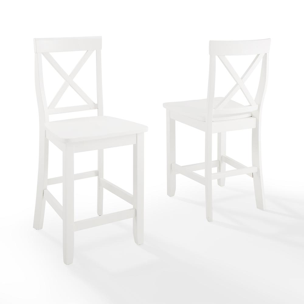Alt View 3. Crosley Furniture - X-Back 2-Piece Counter Height Bar Stool Set - 2 Stools - White.