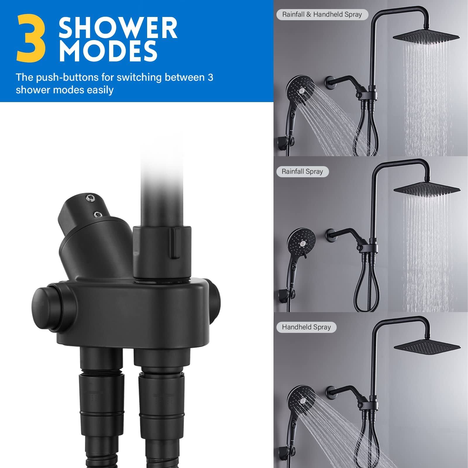 3 SHOWER MODES

The push-buttons for switching between 3 shower modes easily

- Rainfall & Handheld Spray
- Rainfall Spray
- Handheld Spray