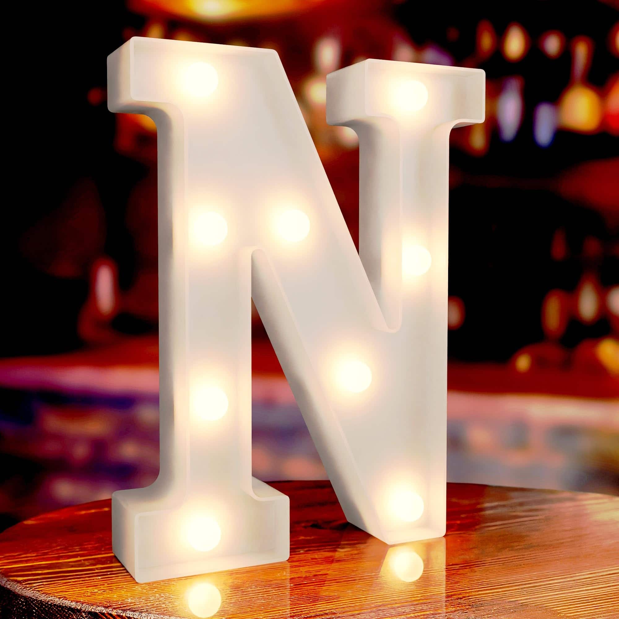 Paradigms Interiors - Marquee Letters Led Letter Lights 26 Alphabet Light Up Name Sign Decorative Lighted Standing For Graduation - Letter N