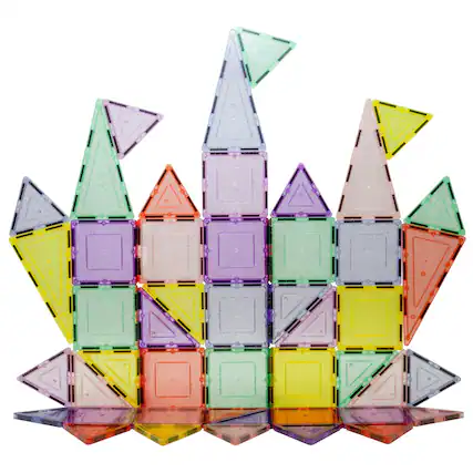 Front. PicassoTiles - PicassoTiles 48 PC Pastel Themed, Magnetic Tiles, Magnetic Building Blocks Toys for Boys & Girls 3+.