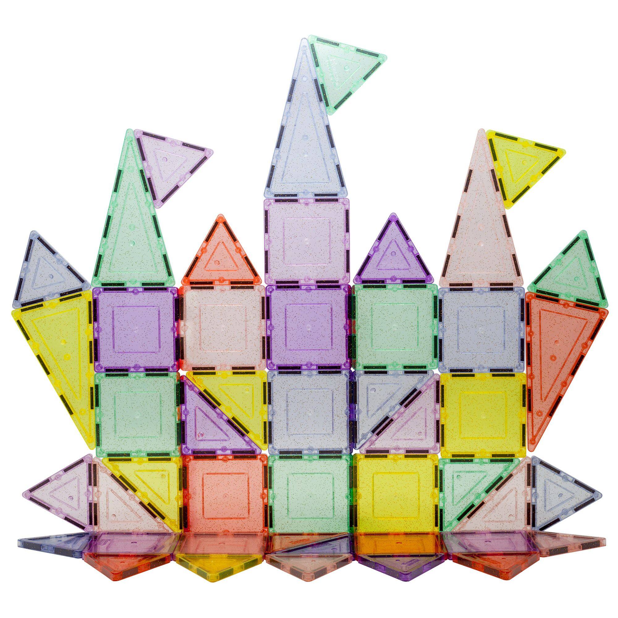 Front. PicassoTiles - PicassoTiles 48 PC Pastel Themed, Magnetic Tiles, Magnetic Building Blocks Toys for Boys & Girls 3+.