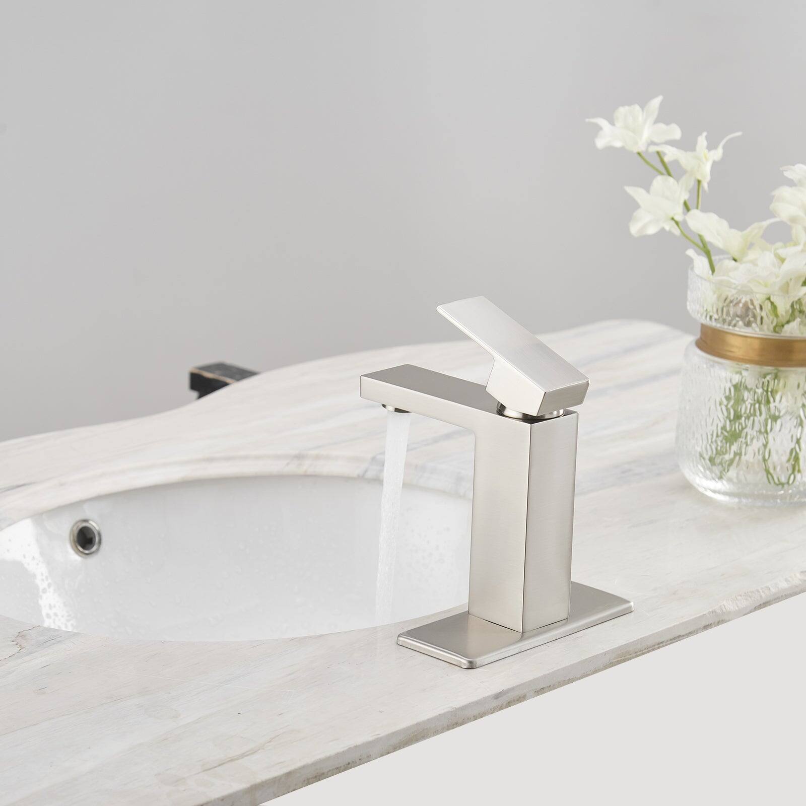 Alt View 7. Boyel Living - Single Handle Single Hole Bathroom Faucet with Deckplate Included and Pop Up Drain in Brushed Nickel - Brushed Nickel.