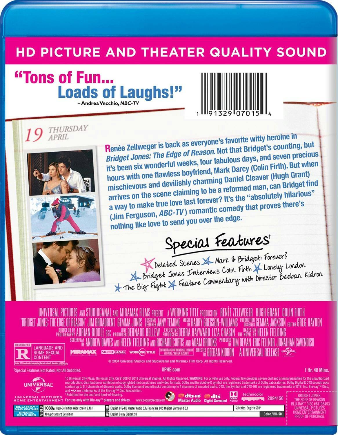 Back. Bridget Jones: The Edge of Reason (10th Anniversary Edition) [Blu-ray].