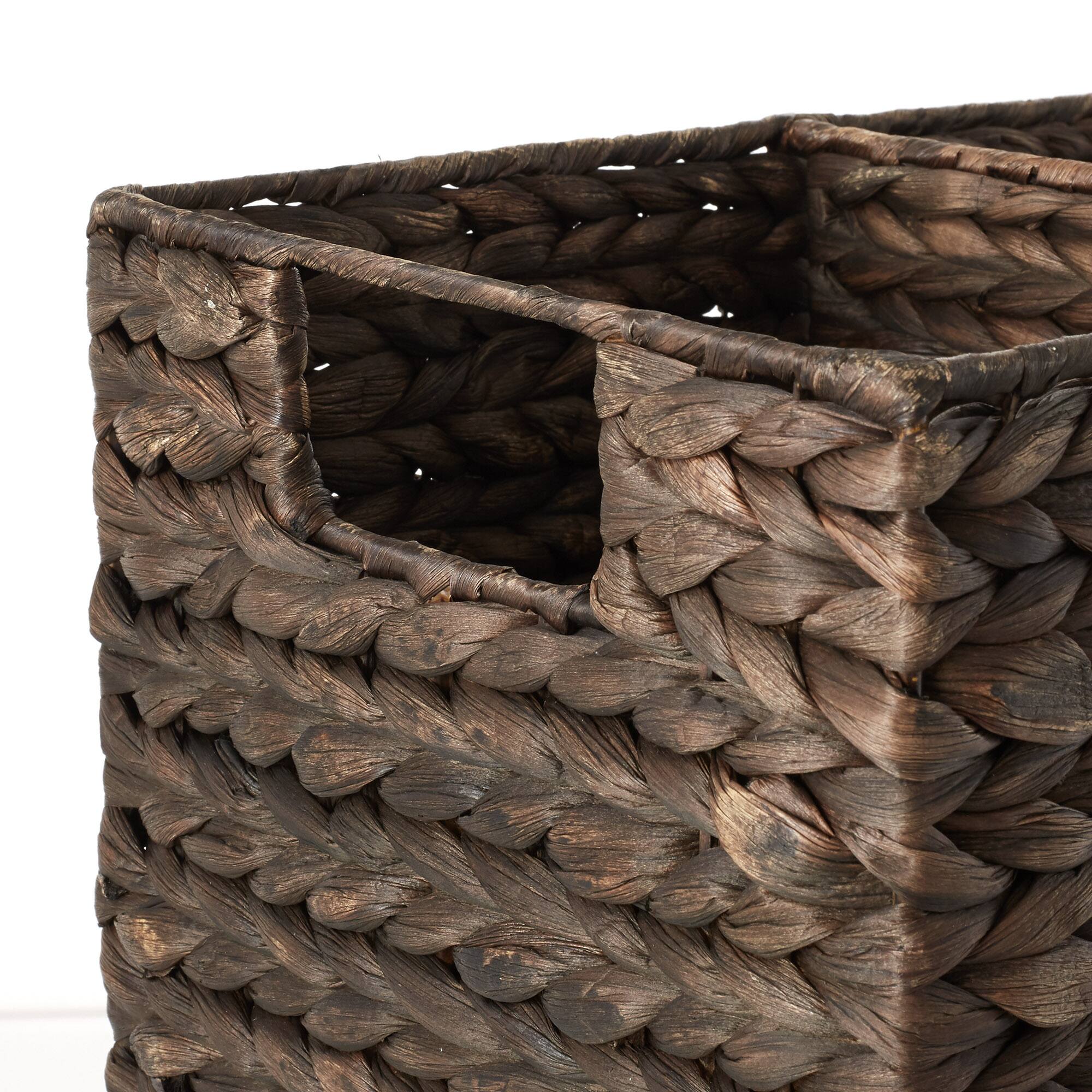 Alt View 4. Casafield - Stair Basket w/ Handles for Staircases - Woven Organizer Bin for Steps - Espresso - Hyacinth.