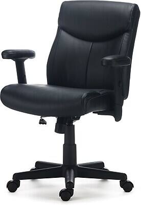 Alt View 3. Staples - Staples Traymore Ergonomic Faux Leather Swivel Computer and Desk Chair, Black (59425-CC) - Black.