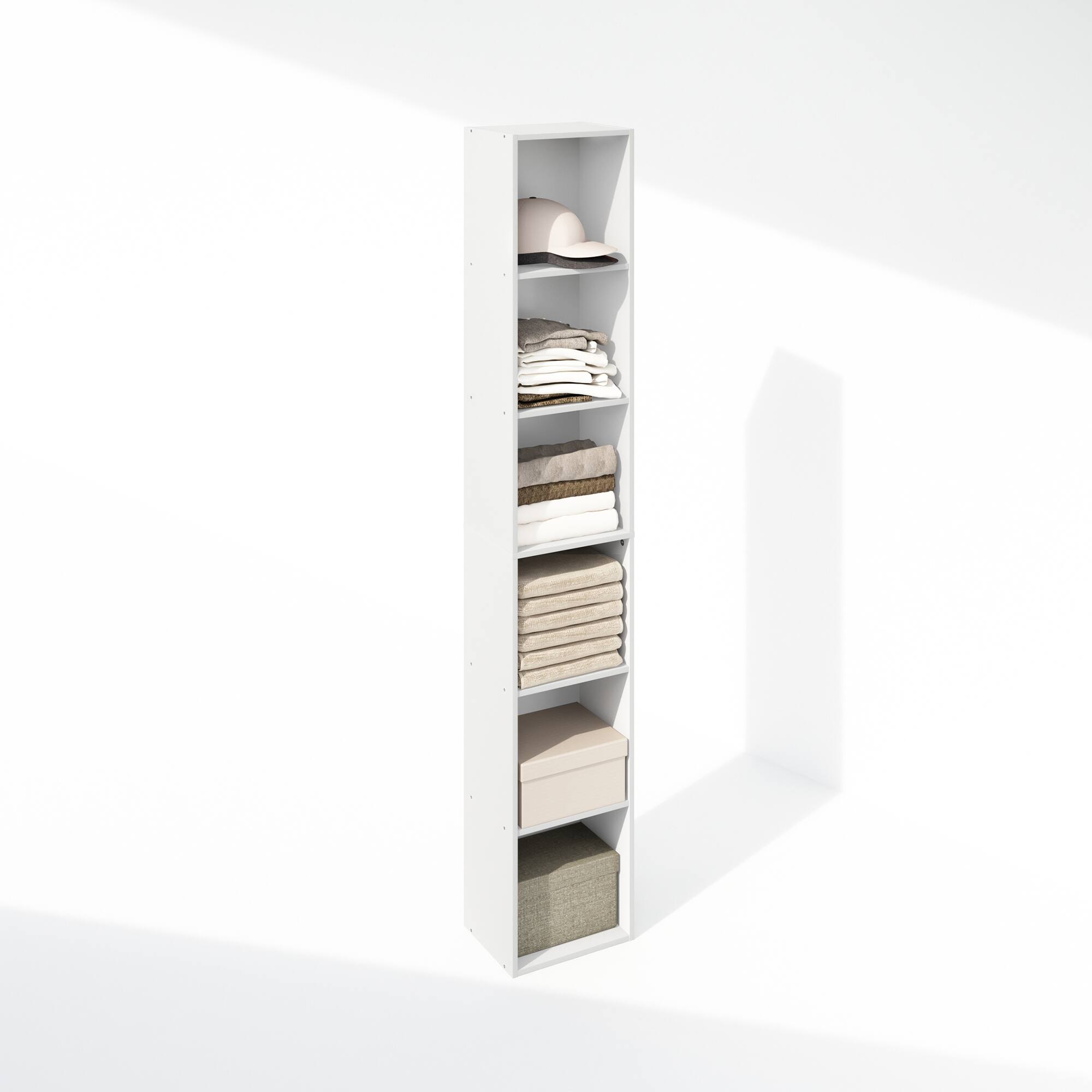 Alt View 3. Furinno - Luder 6-Tier Multipurpose Clothing & Closet Storage Organizer Shelf - White.