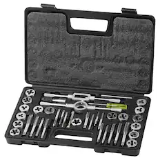 Front. VEVOR - Tap and Die Set, 40-Piece Include Metric Size M3 to M12, Bearing Steel Taps and Dies, Essential Threading Tool - Black.