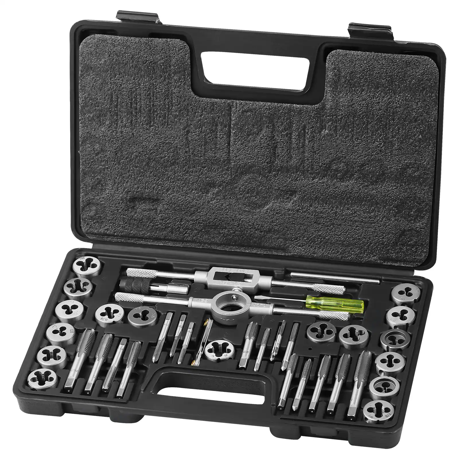 VEVOR - Tap and Die Set, 40-Piece Include Metric Size M3 to M12, Bearing Steel Taps and Dies, Essential Threading Tool - Black