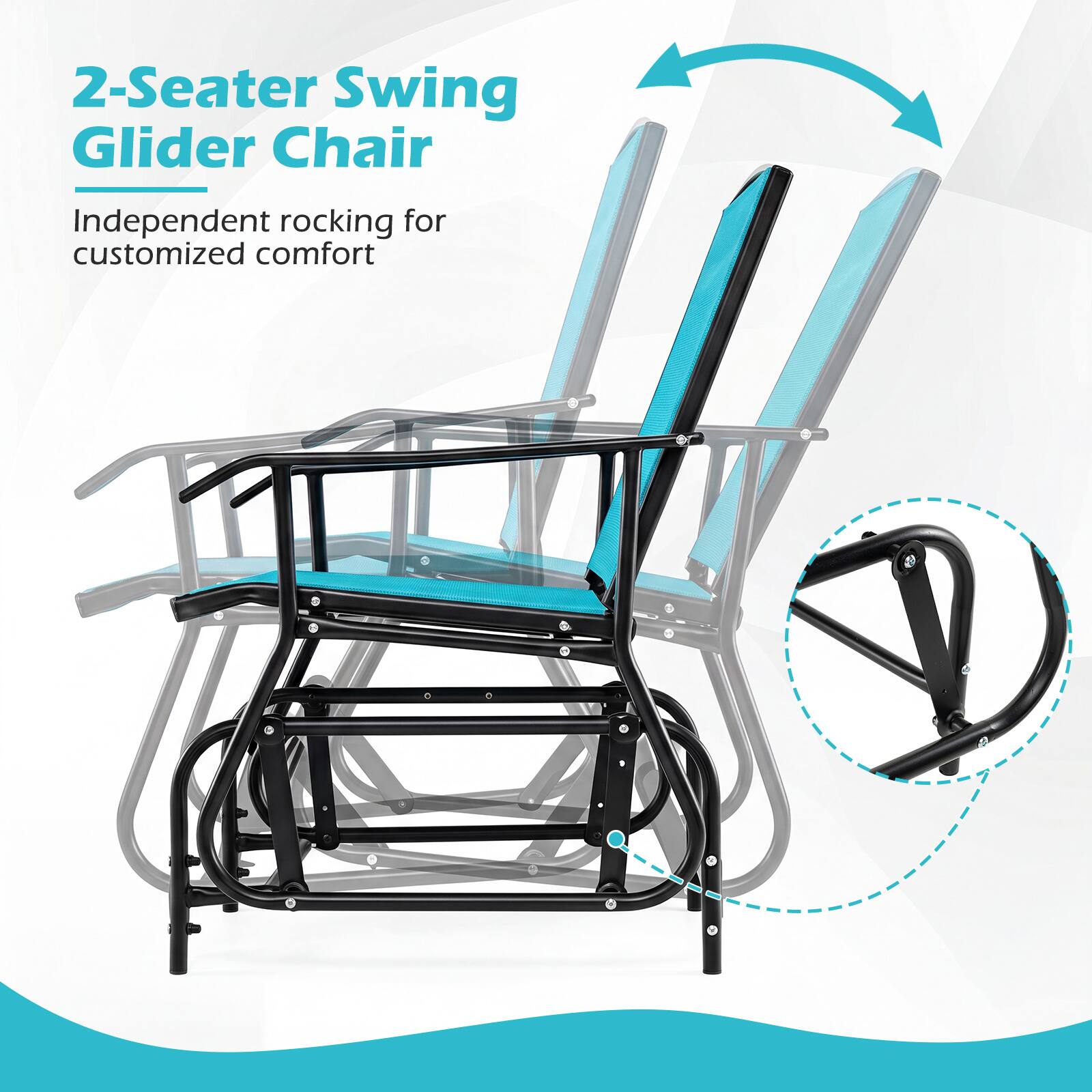 2-Seater Swing Glider Chair  
Independent rocking for customized comfort