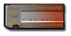 Front Standard. Sony - 512MB High-Speed Memory Stick PRO.