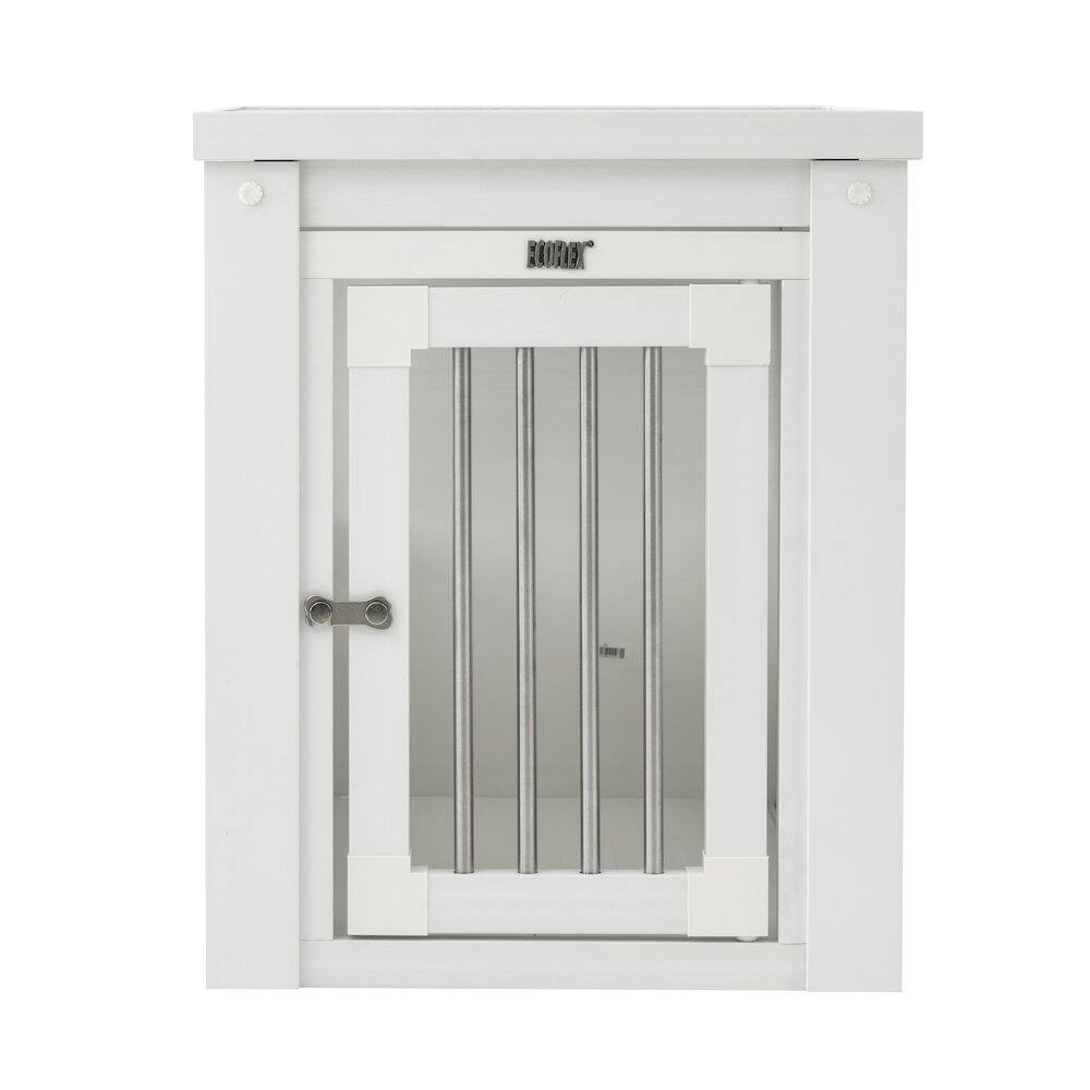 Left. New Age Pet - ECOFLEX Dog Crate End Table - Antique White Small.