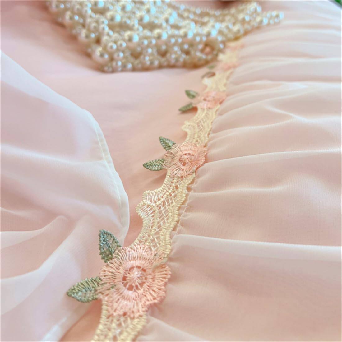 Alt View 1. Comfort Essence - Beddingromantic Ruffle Lace Bedding Set 2 Piece Comforter Duvet Cover With Zipper Closure Coquette Room - Pink-Twin.