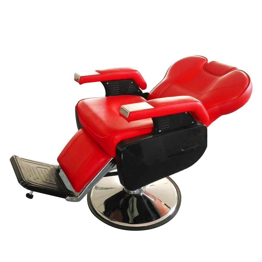 Back. Winado - Heavy Duty Hydraulic Recline Barber Chair Barbershop Equipment with Adjustable Headrest & Footrest for Beauty Salon Spa - Red.