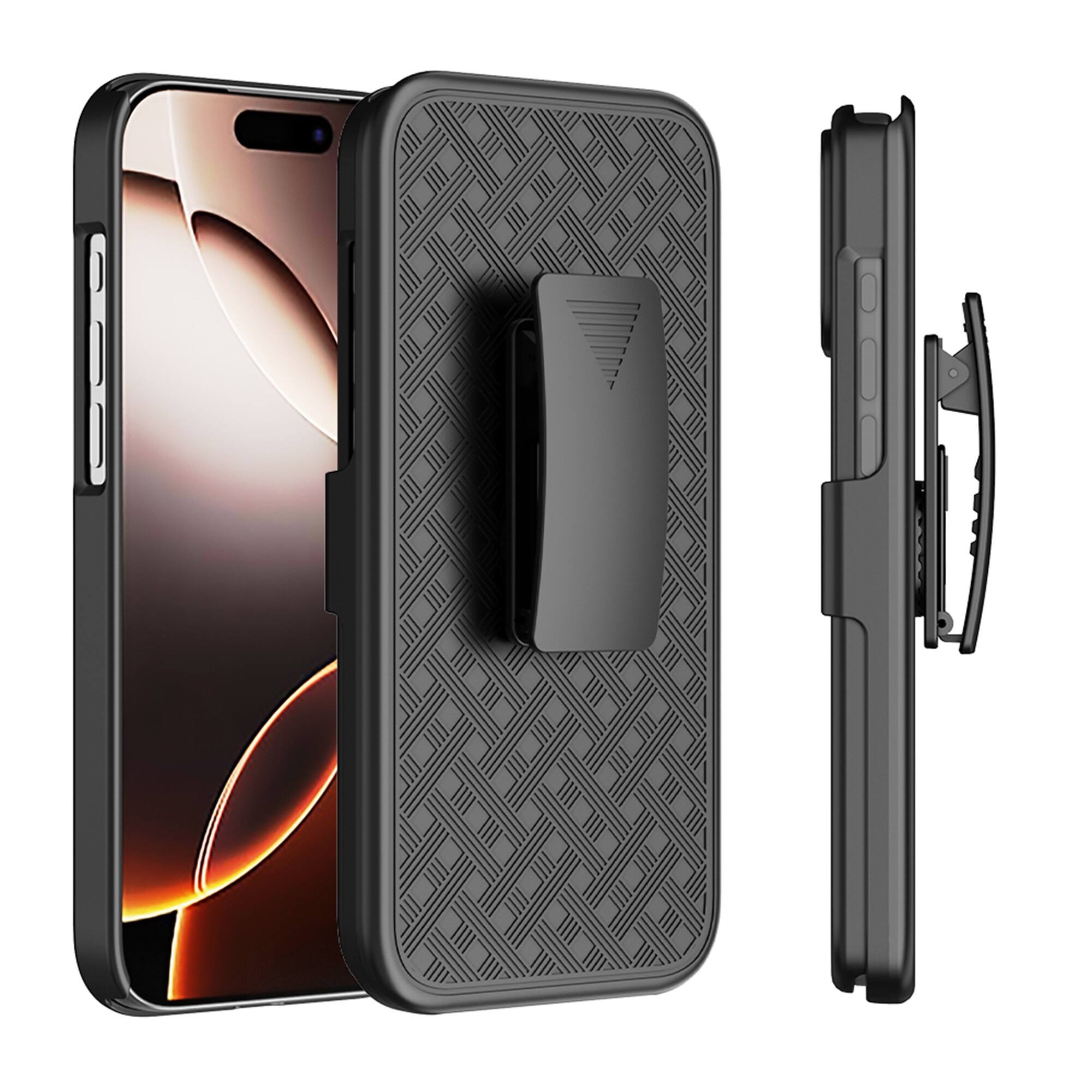Alt View 5. Dteck - for Apple iPhone 17 Pro Max Rugged Case Shockproof Foldable Kickstand Full Protection Cover With Belt Clip Holster - Black.