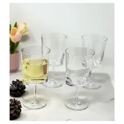 Front. APRILSOUL - Oval Halo Plastic Wine Glasses Set of 4 BPA Free Acrylic Unbreakable Red White Wine Glasses - white.