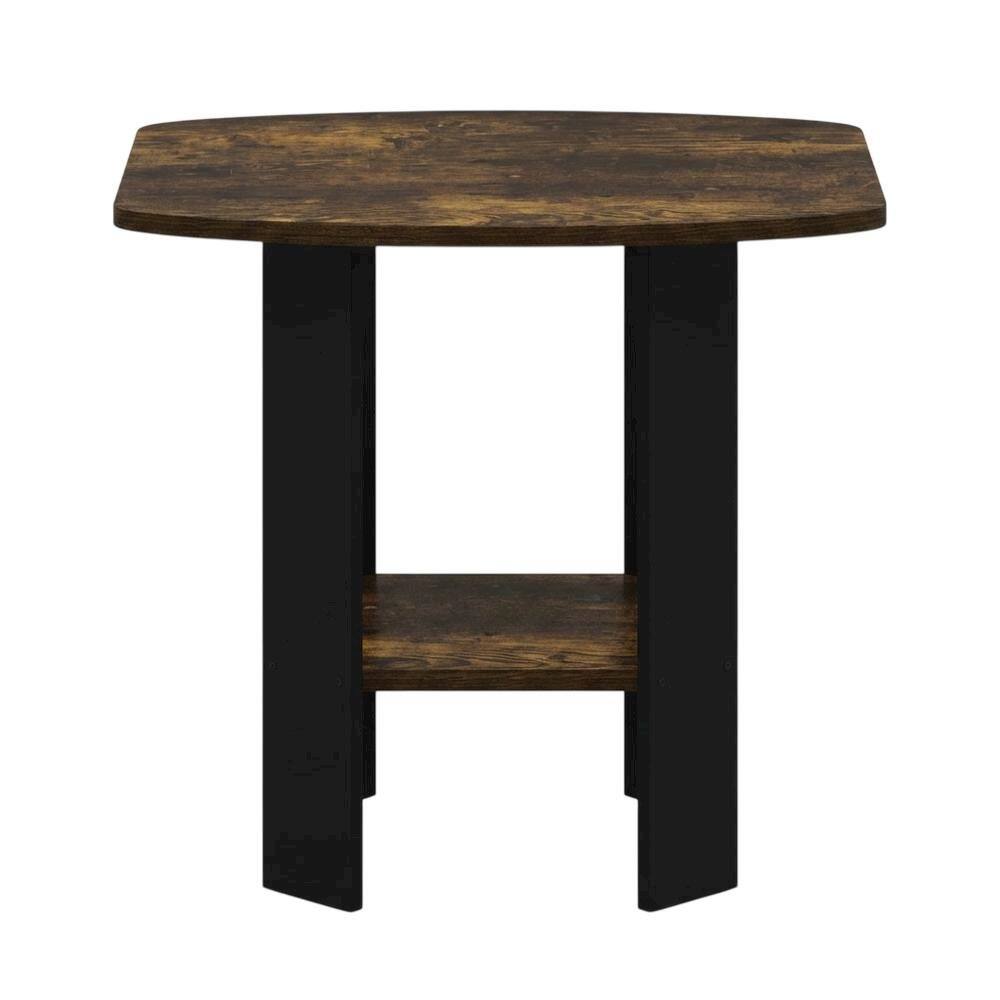 Back. FurniFact - Amber Pine and Black Finish Accent End Table for Living Room - Amber Pine/Black.