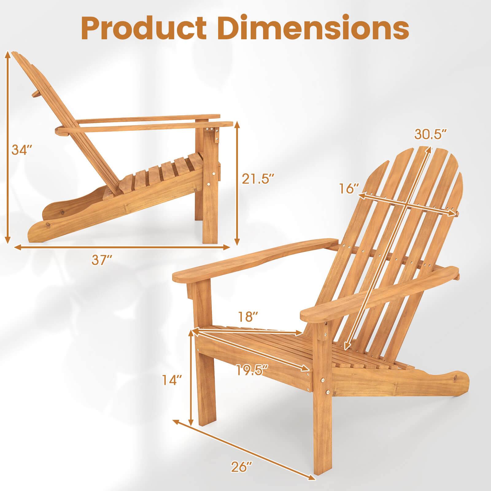 Product Dimensions

- 34" (height of the ladder)
- 30.5" (height of the chair back)
- 21.5" (width of the ladder)
- 16" (width of the chair back)
- 37" (length of the ladder)
- 18" (depth of the chair seat)
- 14" (height of the chair legs)
- 19.5" (depth of the chair back)
- 26" (width of the chair seat)