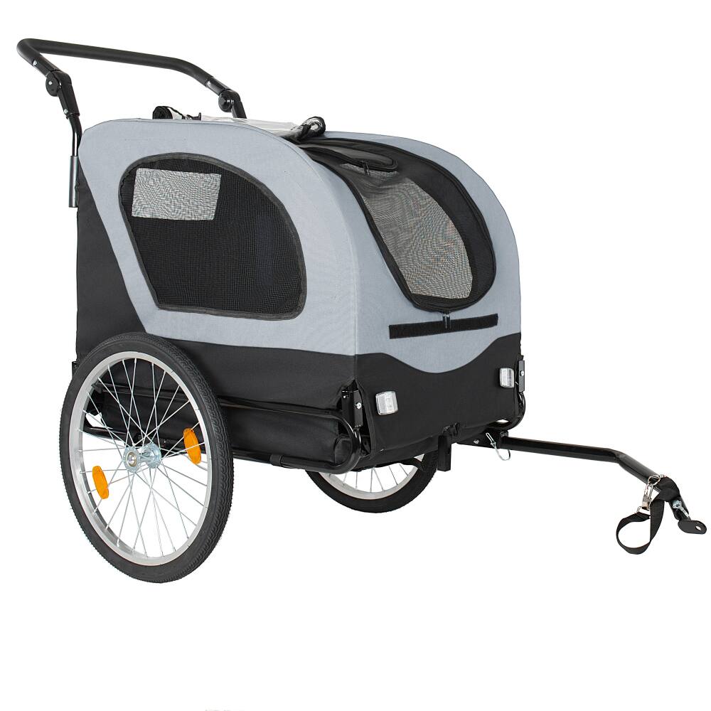 Alt View 2. JUJABU - 2-in-1 Foldable Pet Carrier Cart for Dogs up to 110lbs with Front Caster, Gray.
