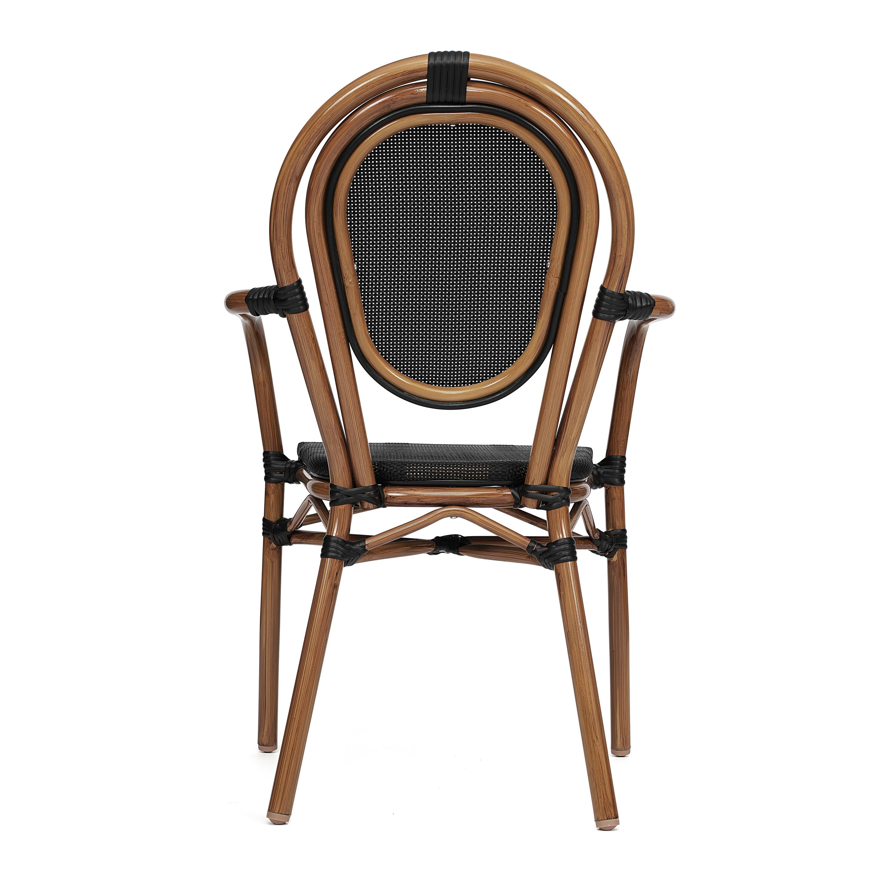 Alt View 7. Emma + Oliver - 2 Pack Stacking Bistro Chair with Bamboo Print Metal Frame - Black/Natural Frame.